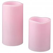 картинка ГОДАФТОН Светодиодная формовая свеча, 2 шт., с батарейным питанием розовый от магазина Wmart
