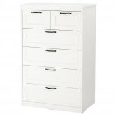 картинка СОНГЕСАНД Комод с 6 ящиками, белый, 82x126 см от магазина Wmart