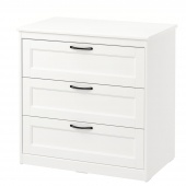 картинка СОНГЕСАНД Комод с 3 ящиками, белый, 82x81 см от магазина Wmart