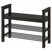 картинка ХЕМНЭС Скамья с полкой для обуви, черно-коричневый, 85x32 см от магазина Wmart