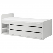 картинка СЛЭКТ Кркс крвт/отд д/хран+реечн дн, белый, 90x200 см от магазина Wmart