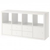 картинка КАЛЛАКС Стеллаж с 4 вставками, белый, 77x147 см от магазина Wmart