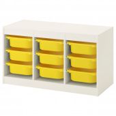 картинка TROFAST ТРУФАСТ Комбинация д/хранения+контейнеры - белый/желтый 99x44x56 см от магазина Wmart