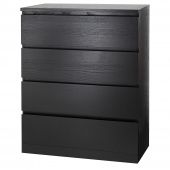 картинка MALM МАЛЬМ Комод с 4 ящиками - черно-коричневый 80x100 см от магазина Wmart