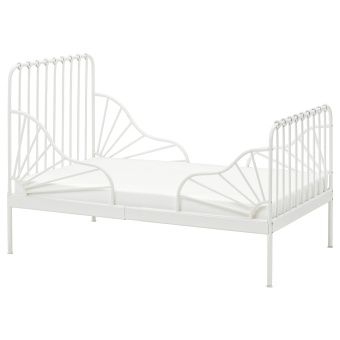 МИННЕН Раздвижная кровать с реечным дном, белый, 80x200 см